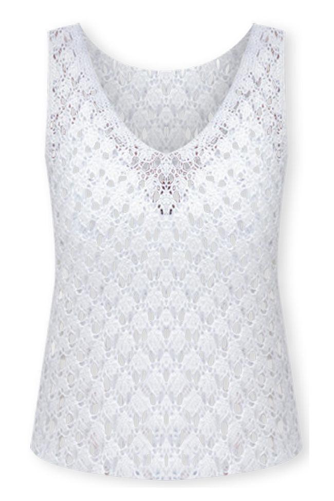 Hoping For Sunshine Cream Open Knit V-Neck Sweater Tank FINAL SALE Product Image