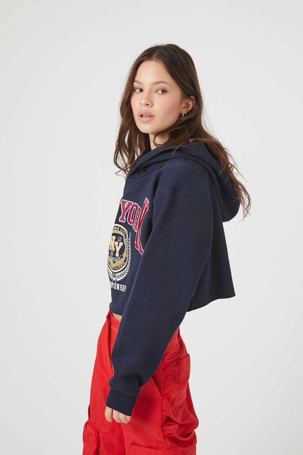 Cropped New York Fleece Hoodie | Forever 21 Product Image