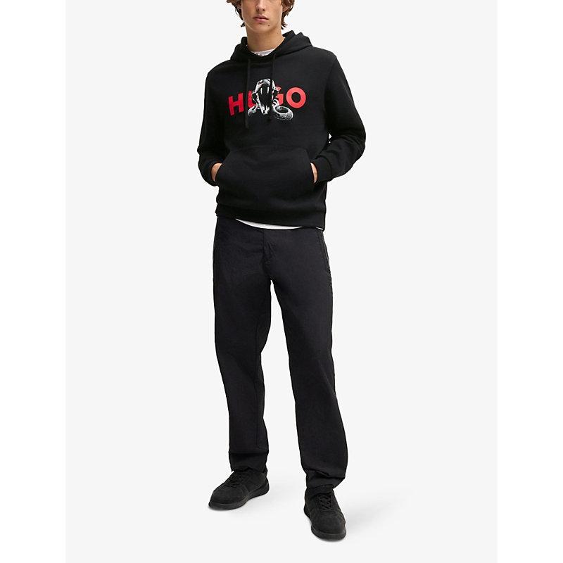 HUGO BOSS Cotton-terry Hoodie With Animal Graphic Prints In Multicolor Product Image