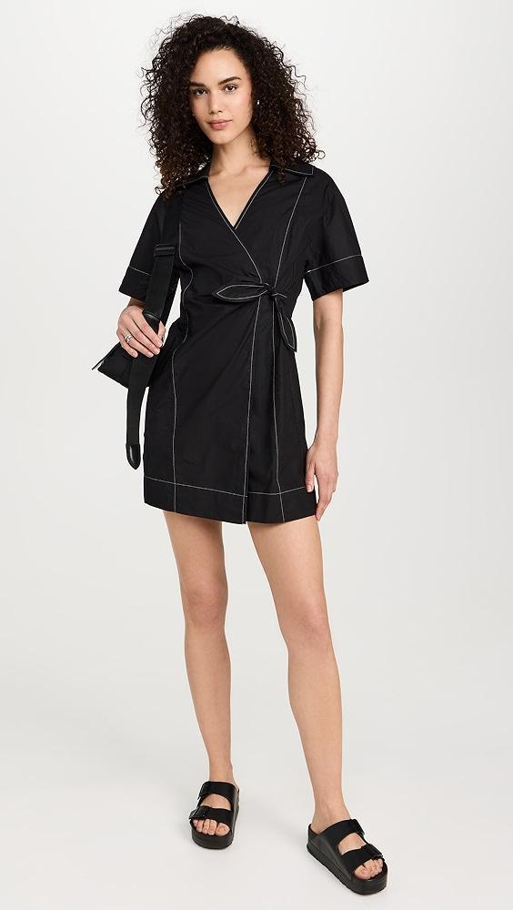 GANNI Cotton Poplin Wrap Mini Dress | Shopbop Product Image