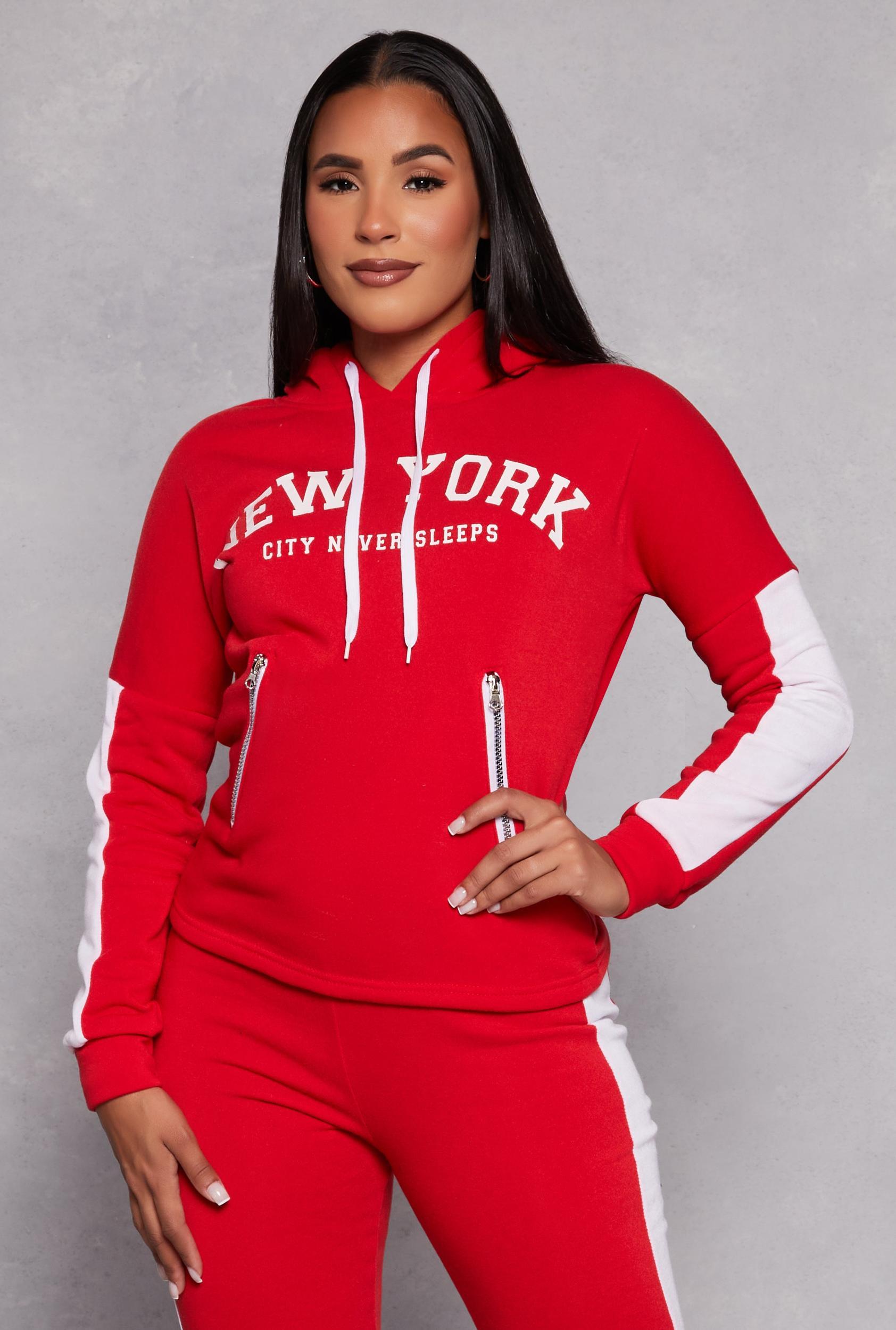 Womens New York Sherpa Lined Pullover Hoodie Product Image