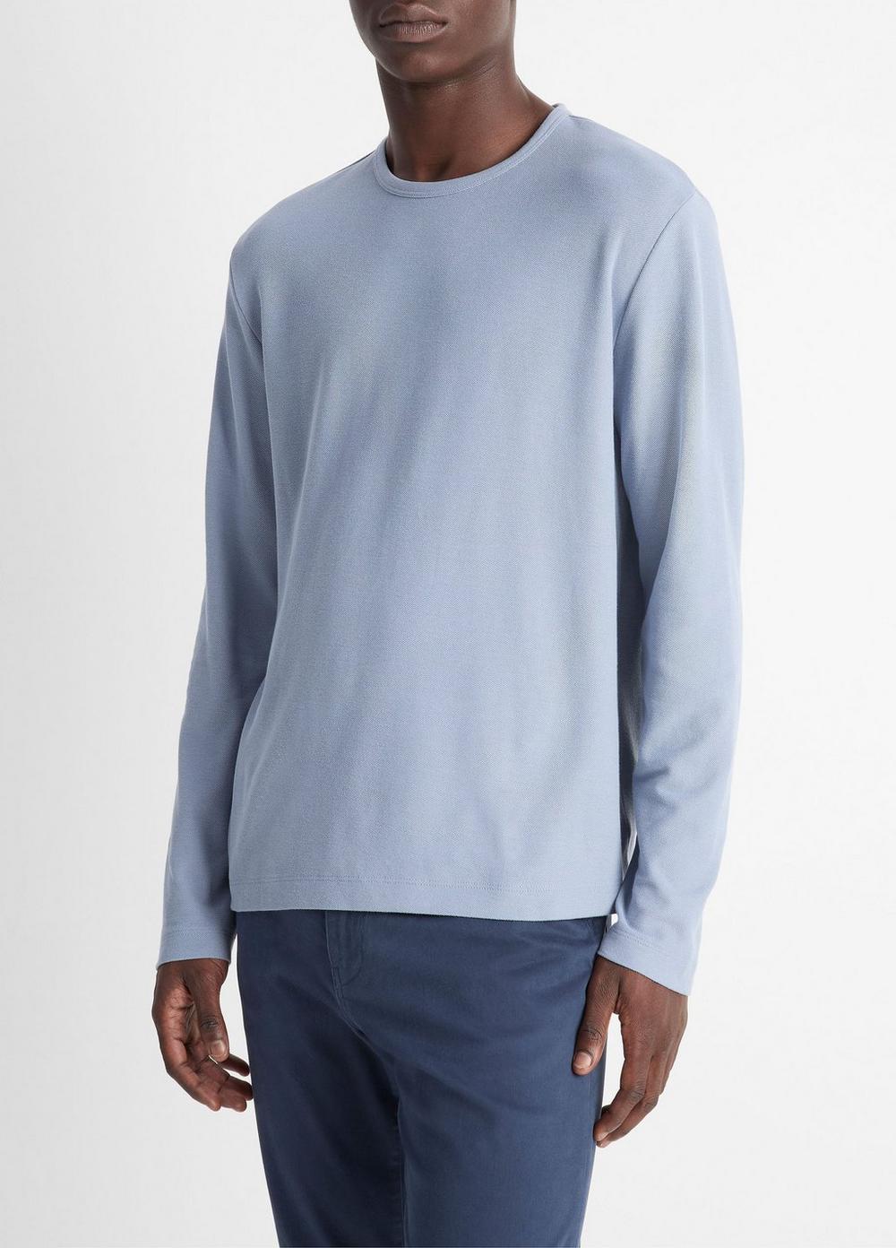Mens Pima Cotton Piqu Long-Sleeve T-Shirt, Black, Size S Vince Product Image