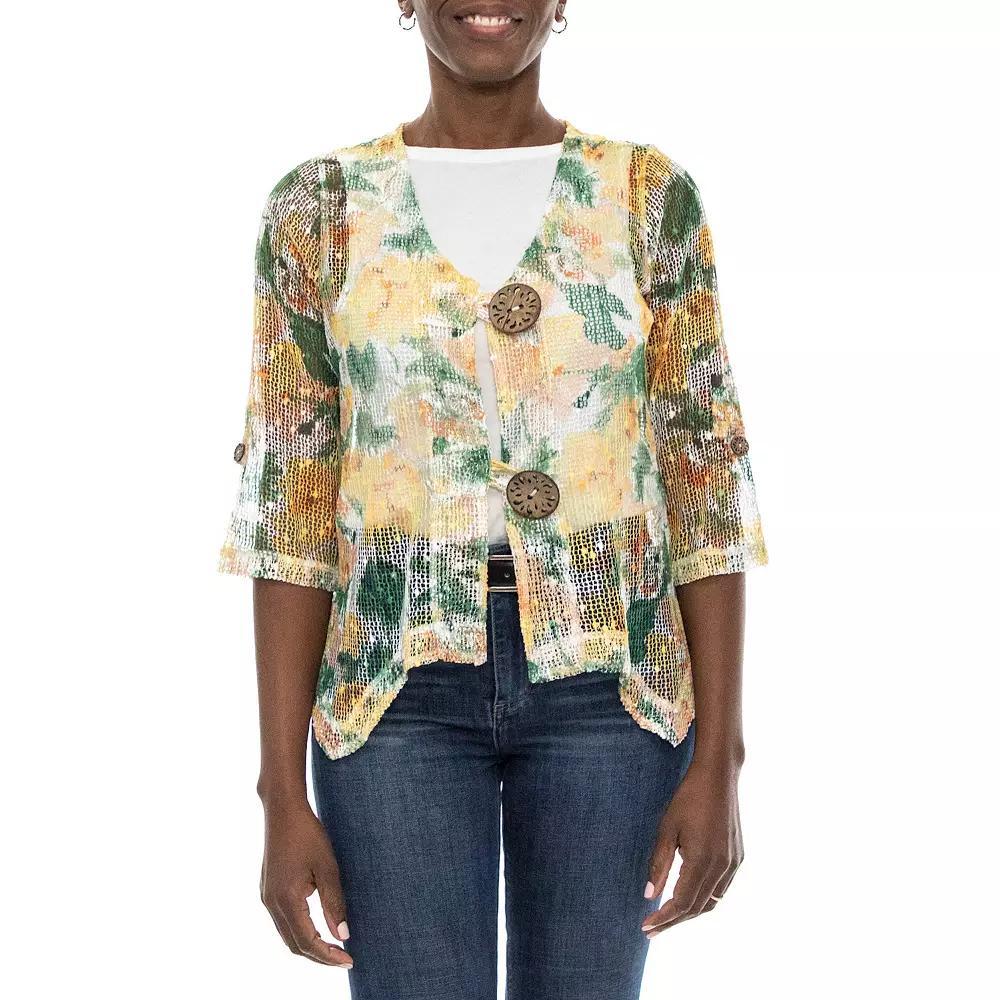 Womens Nina Leonard Print Sheer Cardigan Product Image