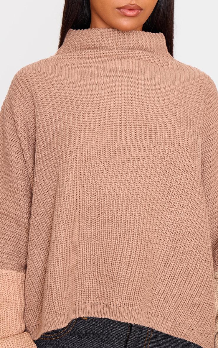 Stone Oversized Color Block Sweater Product Image