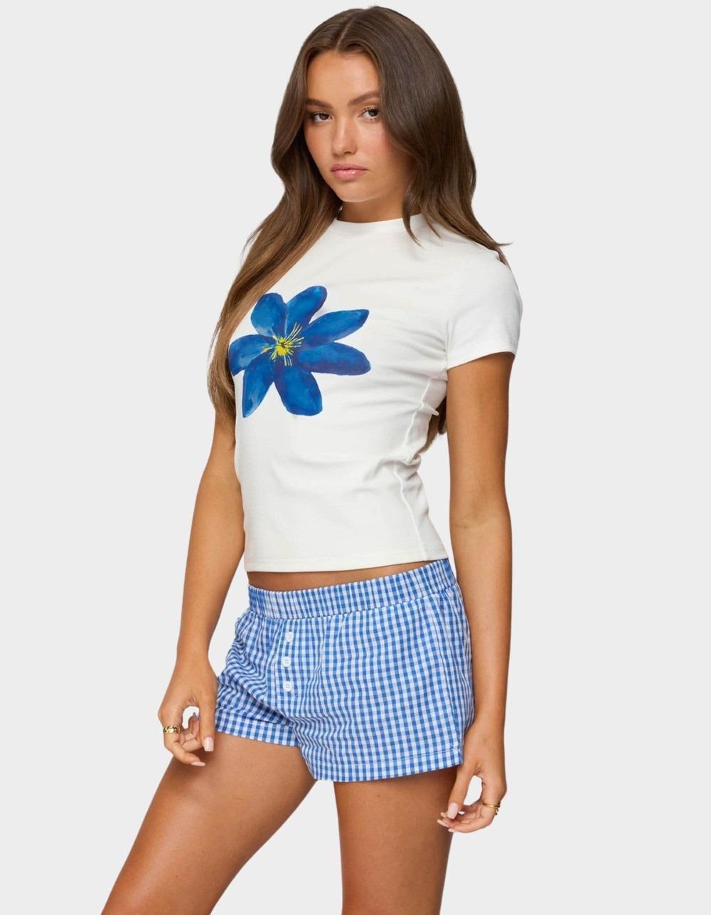 EDIKTED Marelle Flower Graphic Tee - WHITE Product Image