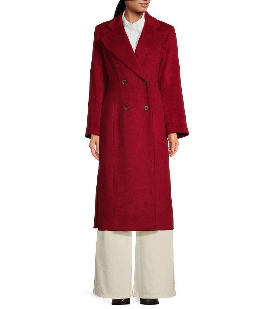 Gianni Bini x Lilly Sisto Sophie Wool Blend Notch Lapel Double Breasted Long Sleeve Button Front Long Line Top Coat Product Image