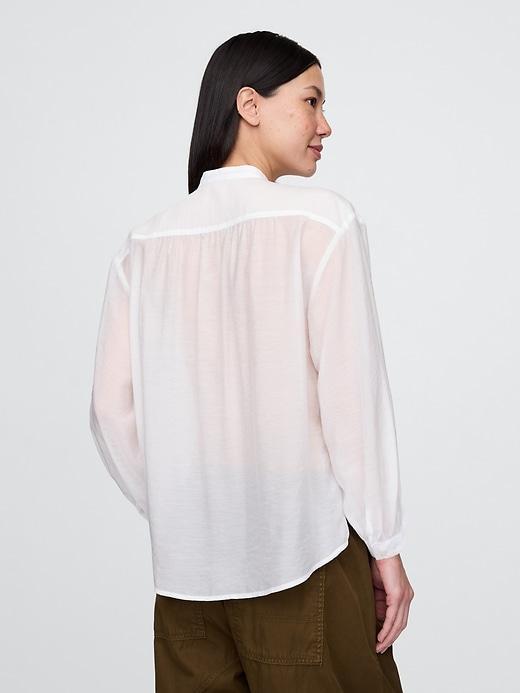 Sheer Button-Front Shirt Product Image