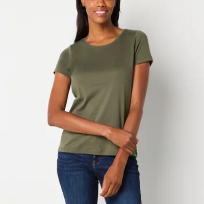 St. John's Bay Womens Crew Neck Short Sleeve T-Shirt Product Image
