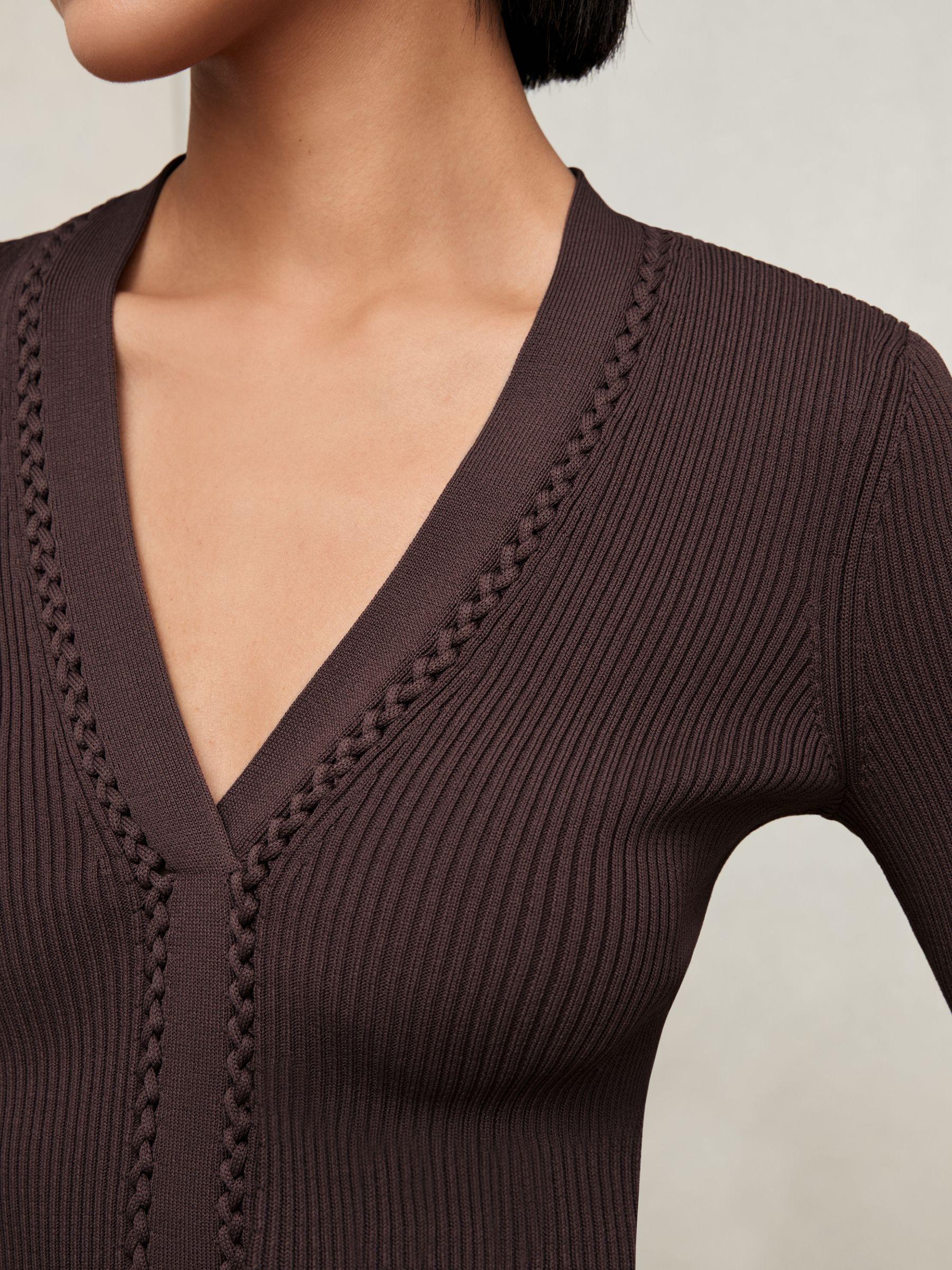 Craft-Stitch Rib-Knit Top in Mocha Brown Product Image