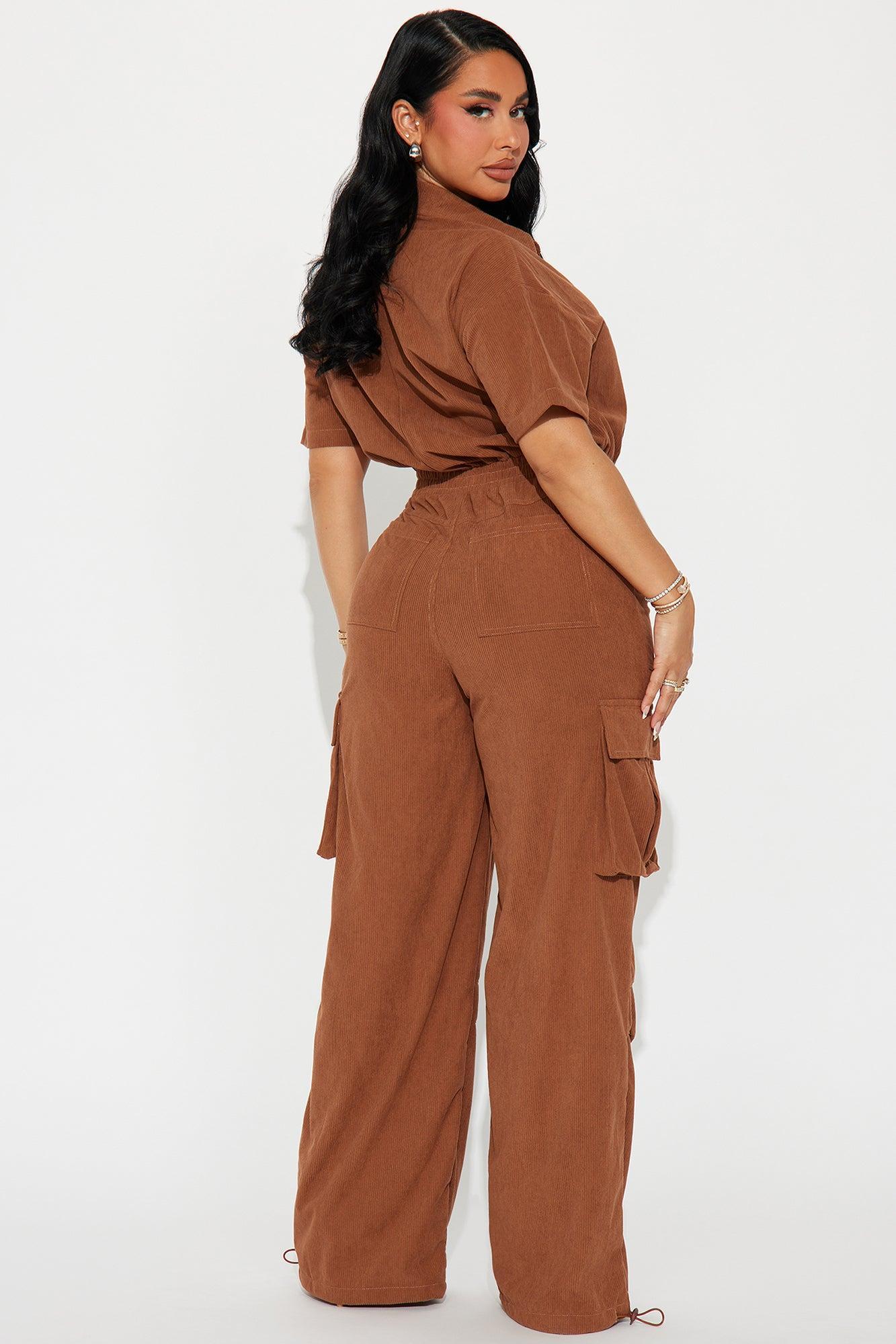Got To Be It Corduroy Jumpsuit - Brown Product Image