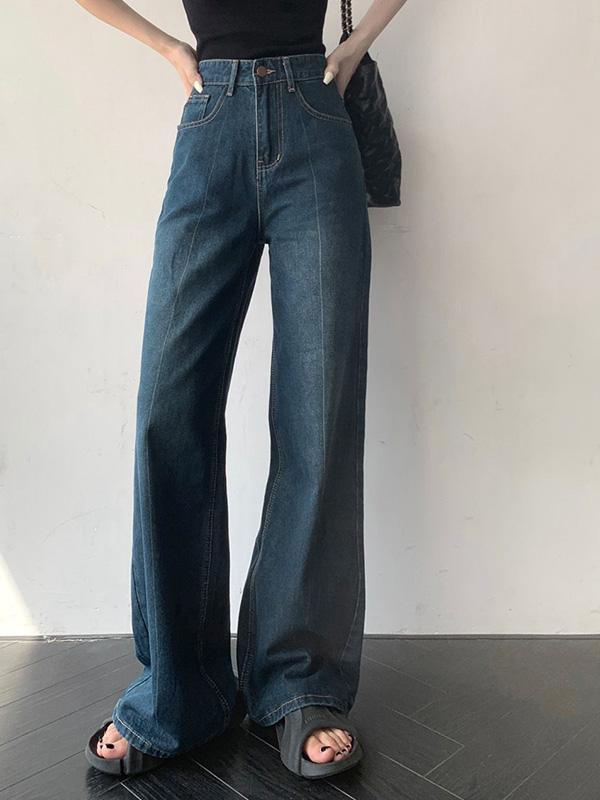 Vintage Blue Splice High Rise Boyfriend Jeans Product Image