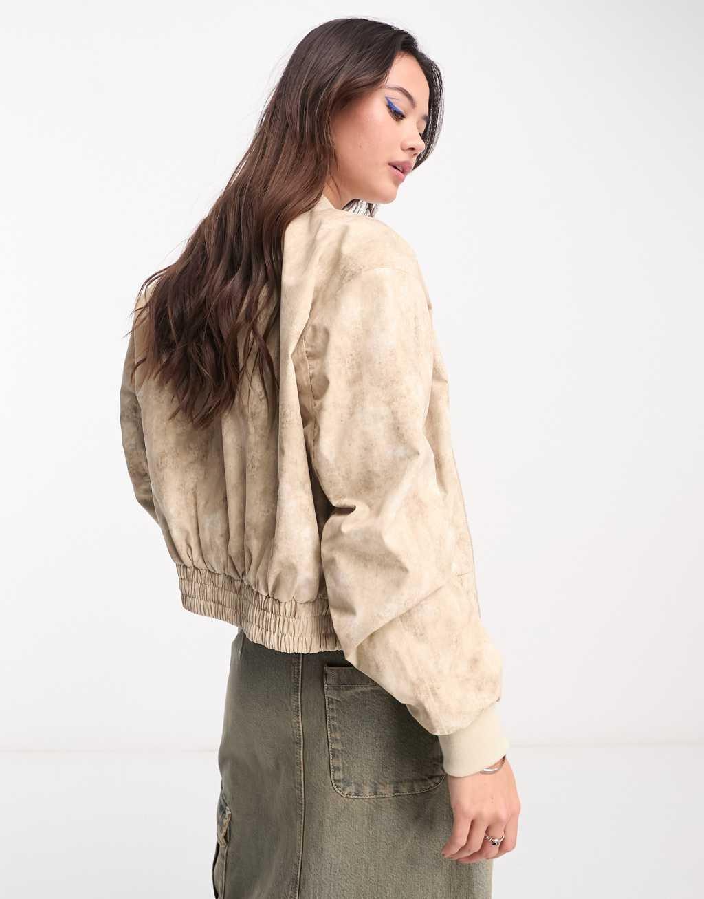 COLLUSION distressed printed bomber jacket Product Image