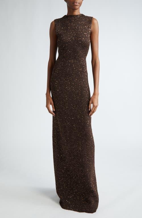 LELA ROSE Sequin Embellished Column Gown In Chestnut Product Image