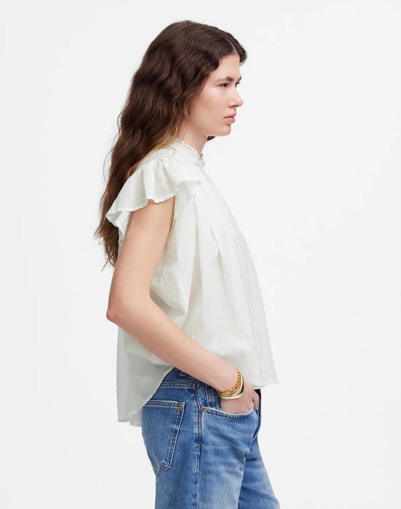 Shirred Lace-Trim Top Product Image