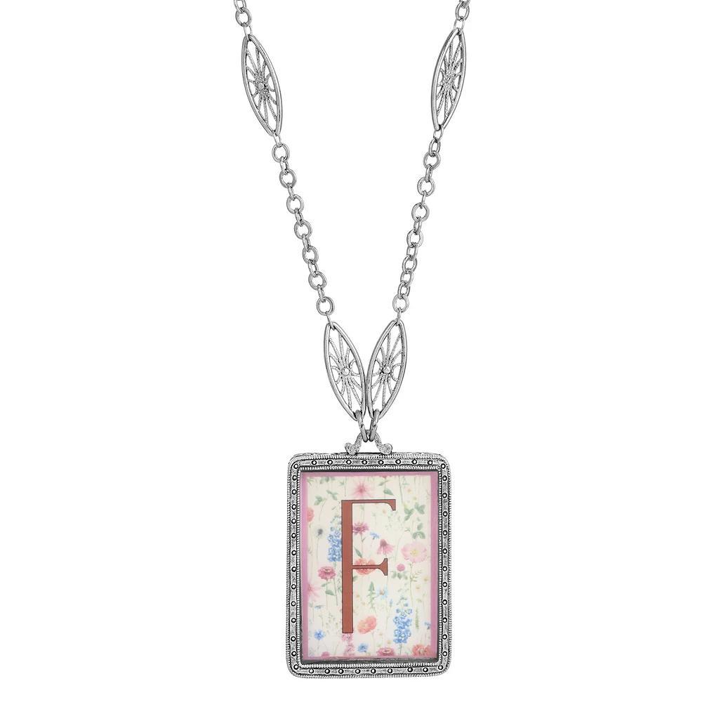 1928 Floral Motif Initial Pendant, Women's Product Image