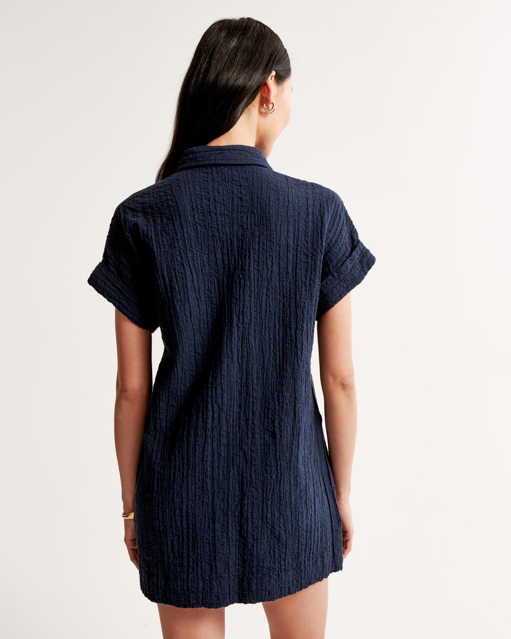 Textured Button-Through Shirt Dress Product Image