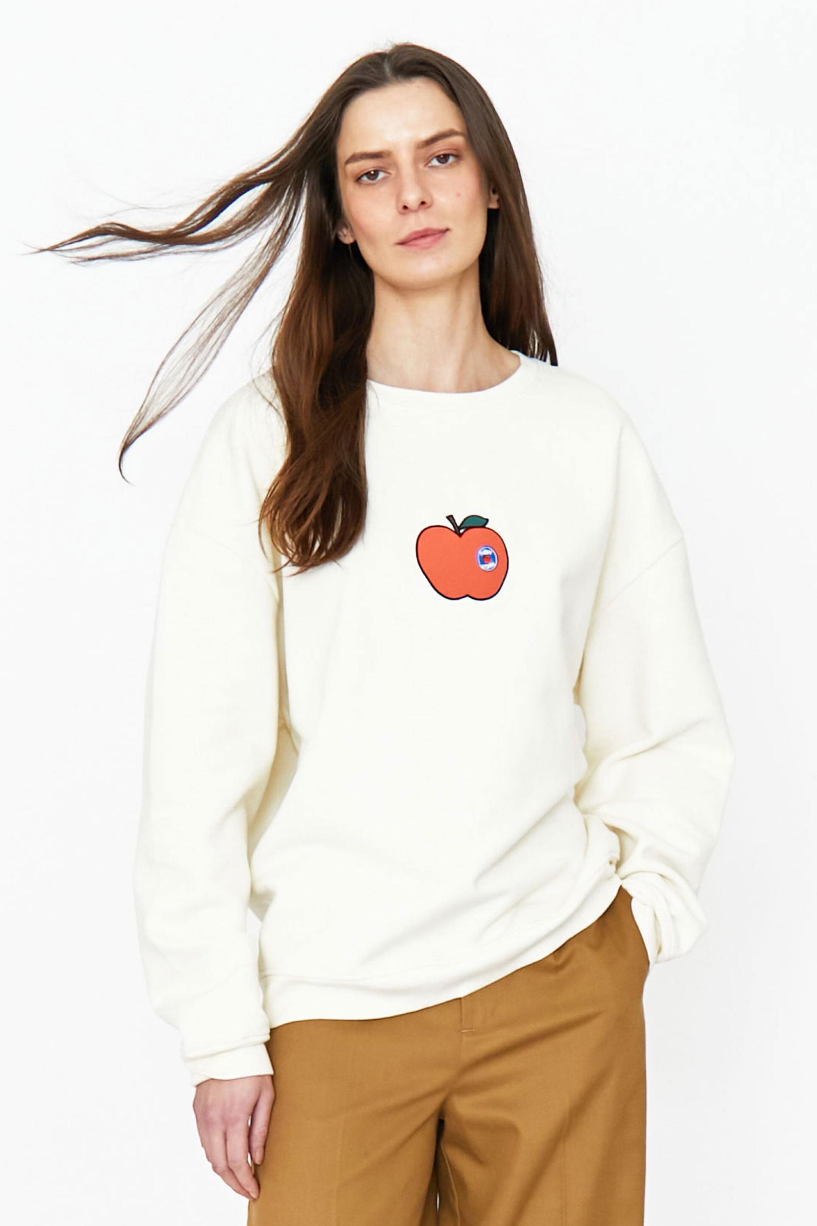 The Oversized Big Apple Sweatshirt - Cream Product Image