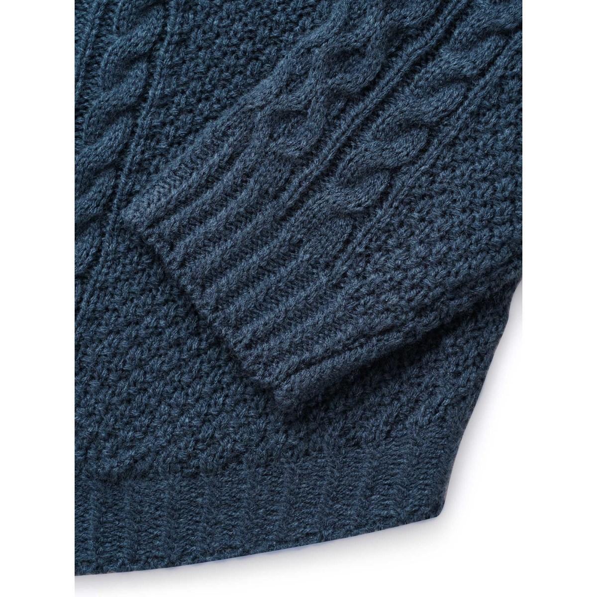 Plus Size Floral Jacquard Raglan Sleeve Pullover Indigo Women Casual Long Sleeve Round Neck Everyday Pullovers BloomChic 14-16/1X Product Image