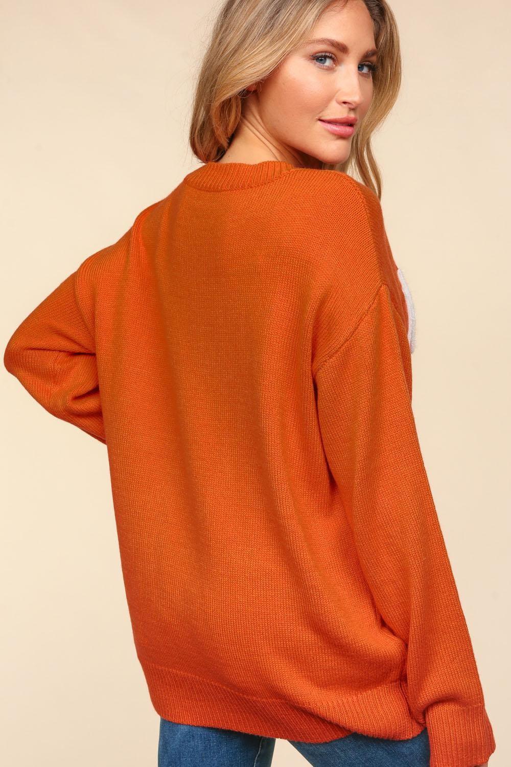 Haptics Full Size Metallic Glitter Embroidery Sweater Product Image