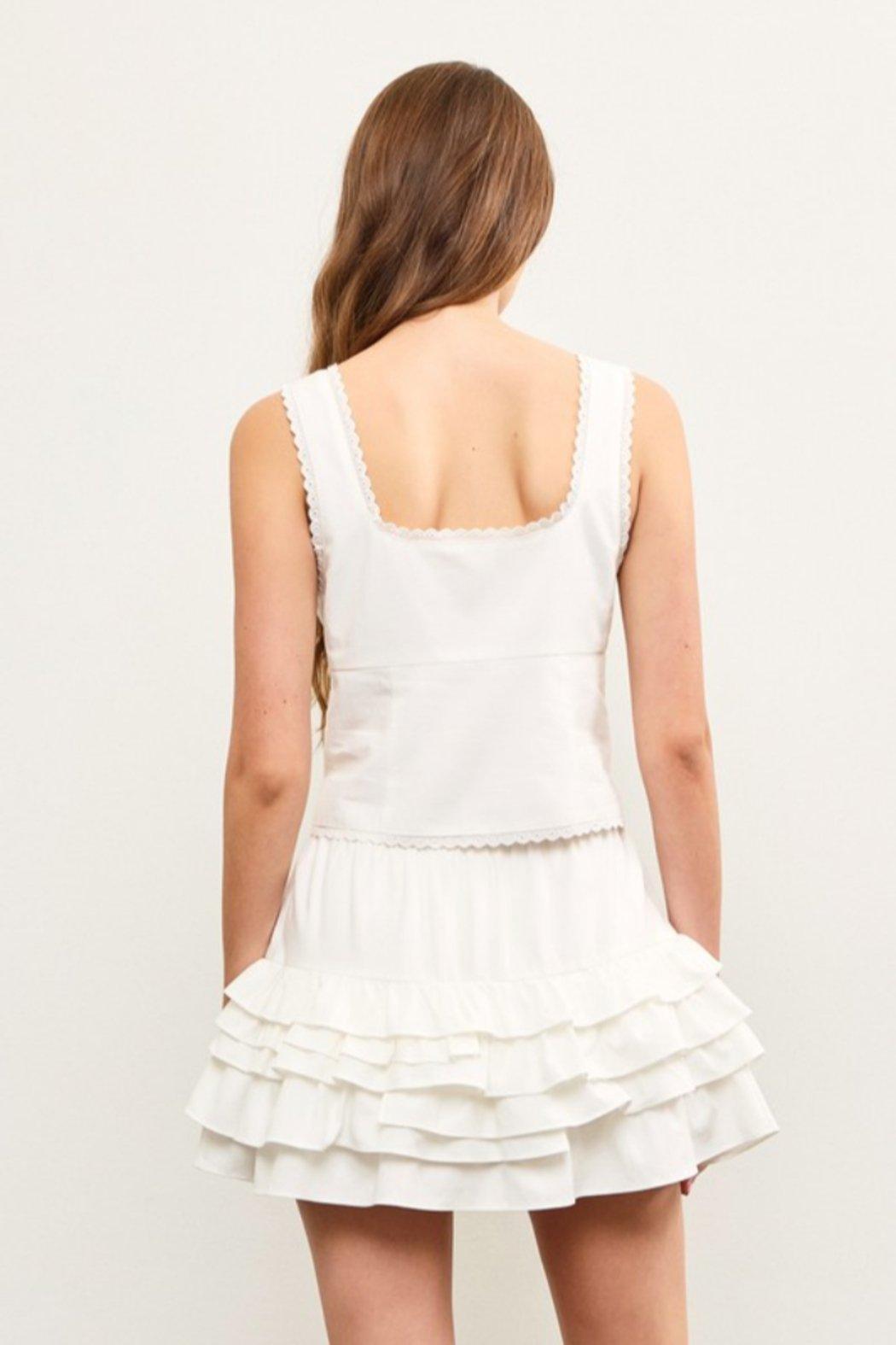 Lace Trim Tie Front Top Product Image
