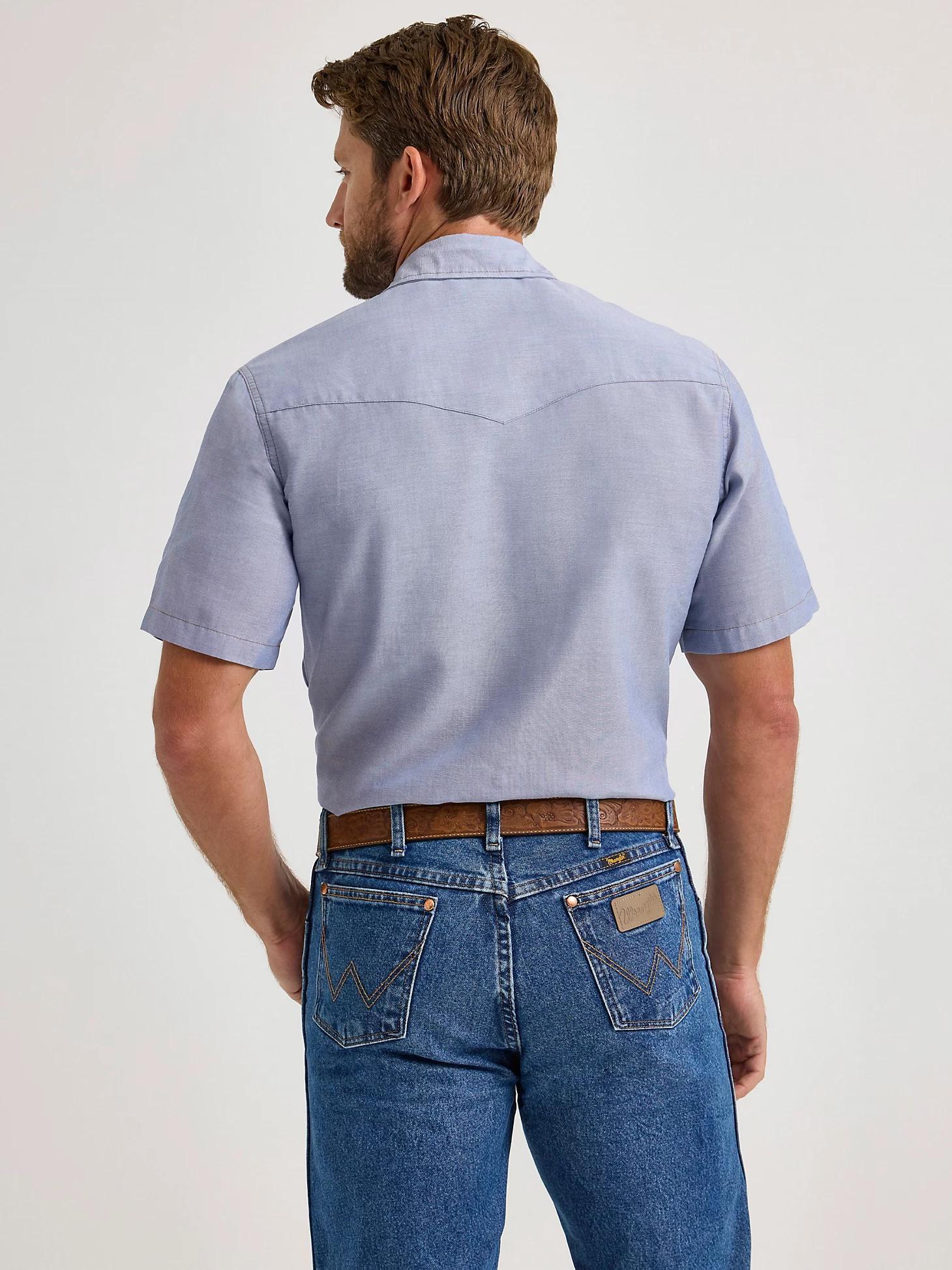 Cowboy Cut® Work Short Sleeve Western Snap Solid Chambray Shirt | Men's SHIRTS | Wrangler® Product Image