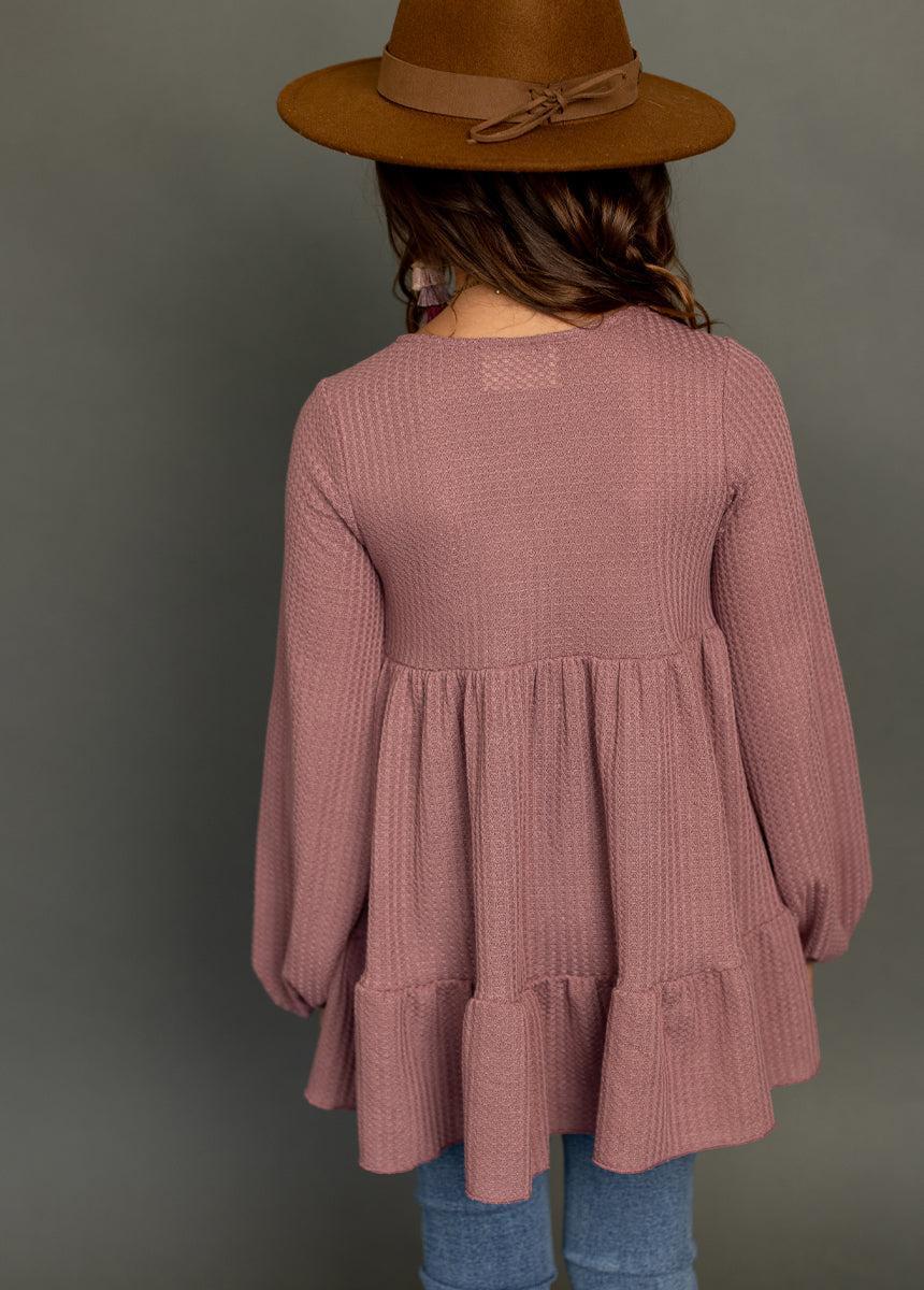 Laila Henley Top in Mauve Girls Product Image
