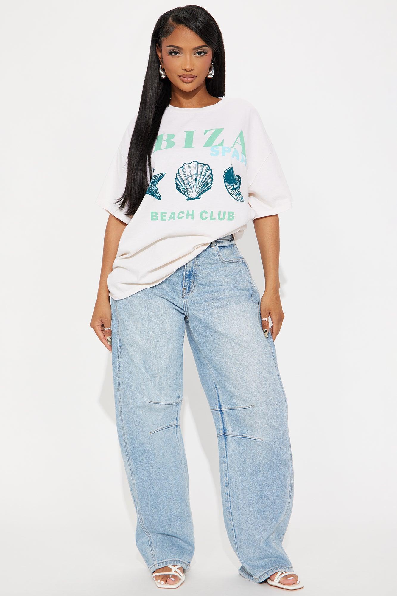 Ibiza Club Washed Oversized Tee - White Product Image