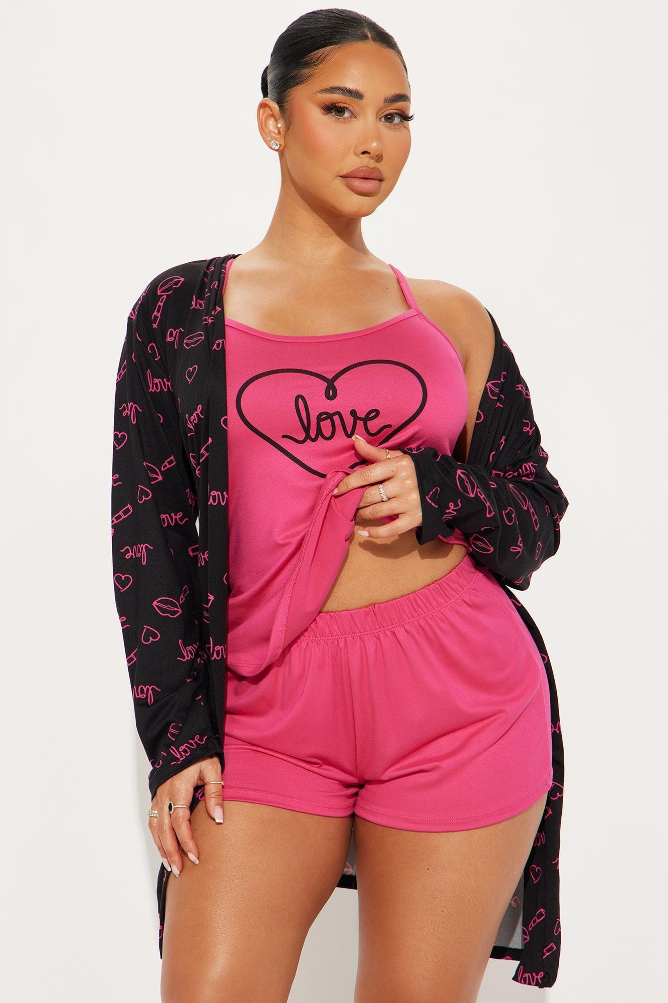 Love In My Heart PJ Robe Set - Hot Pink/combo Product Image