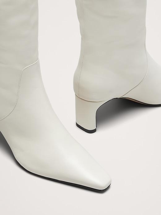 Italian Embossed Leather Mid-Heel Boot Product Image