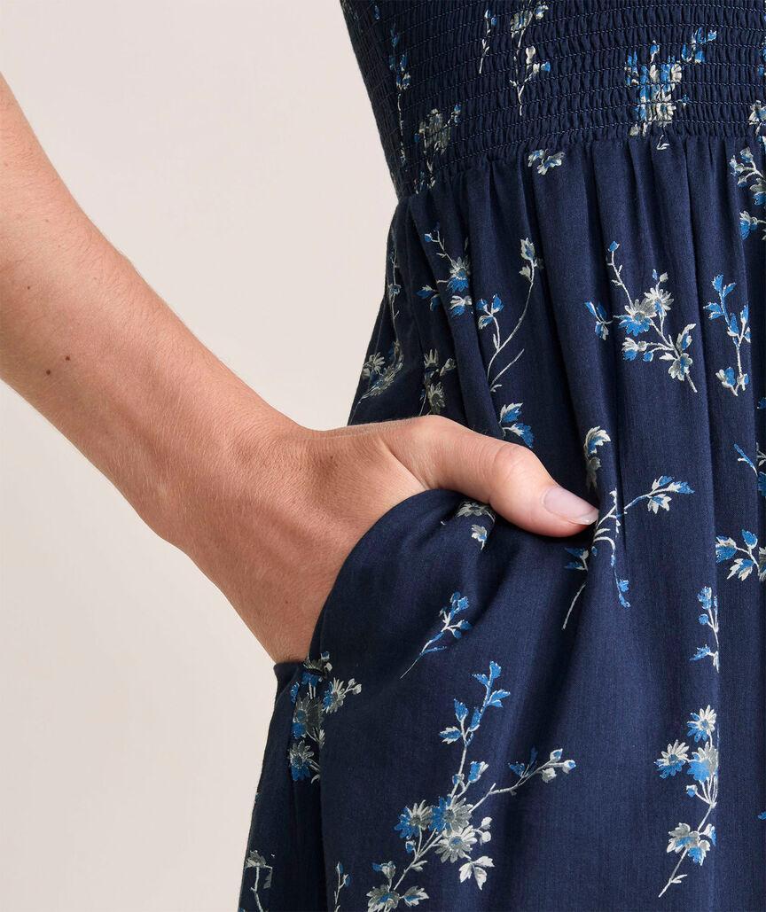 Smocked Puff-Sleeve Midi Dress Product Image
