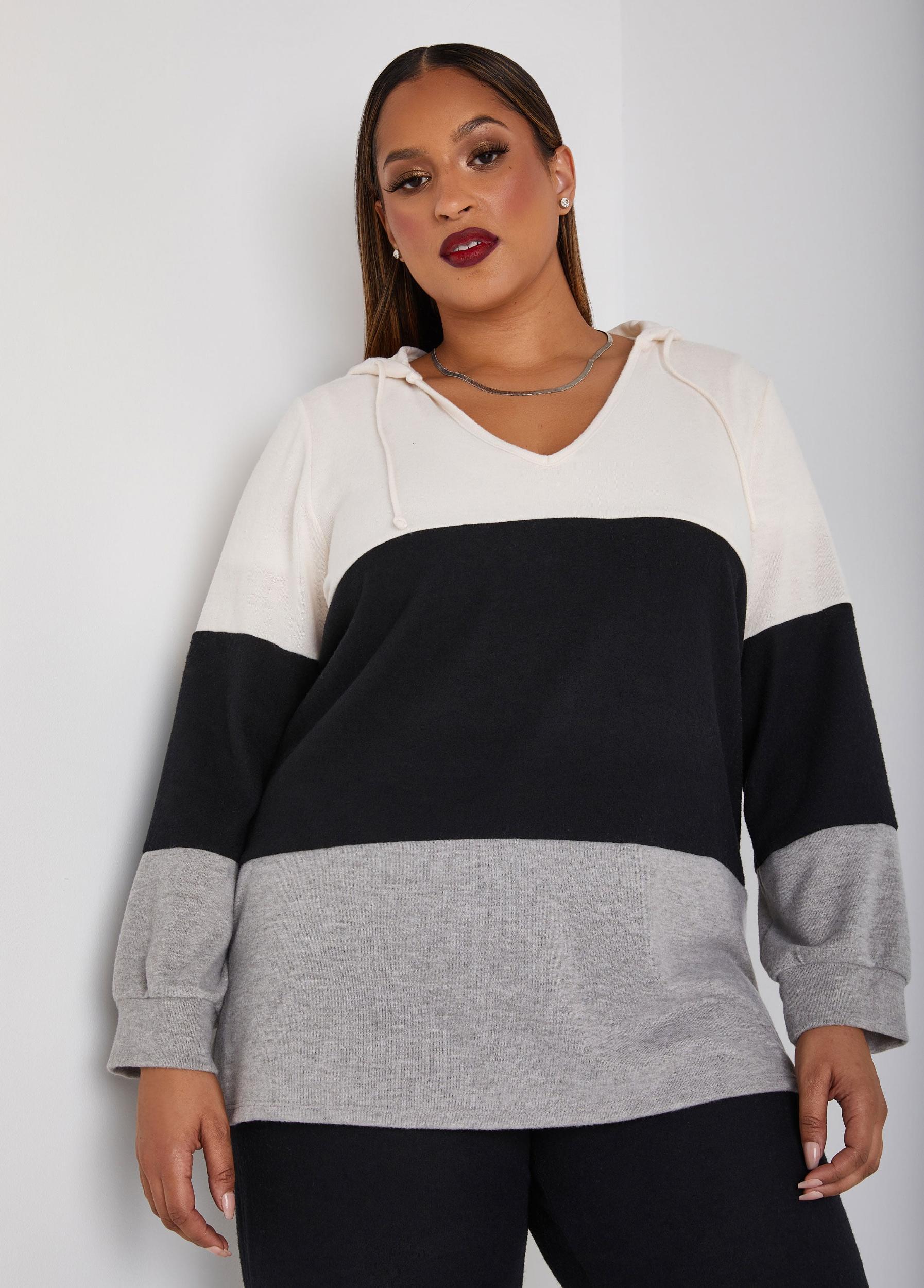 Plus Size Colorblock Lounge Hoodie Ashley Stewart Product Image
