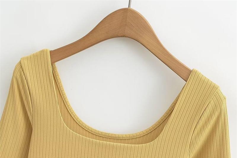 Long Sleeve Square Neck Plain Maxi Mermaid Dress Product Image