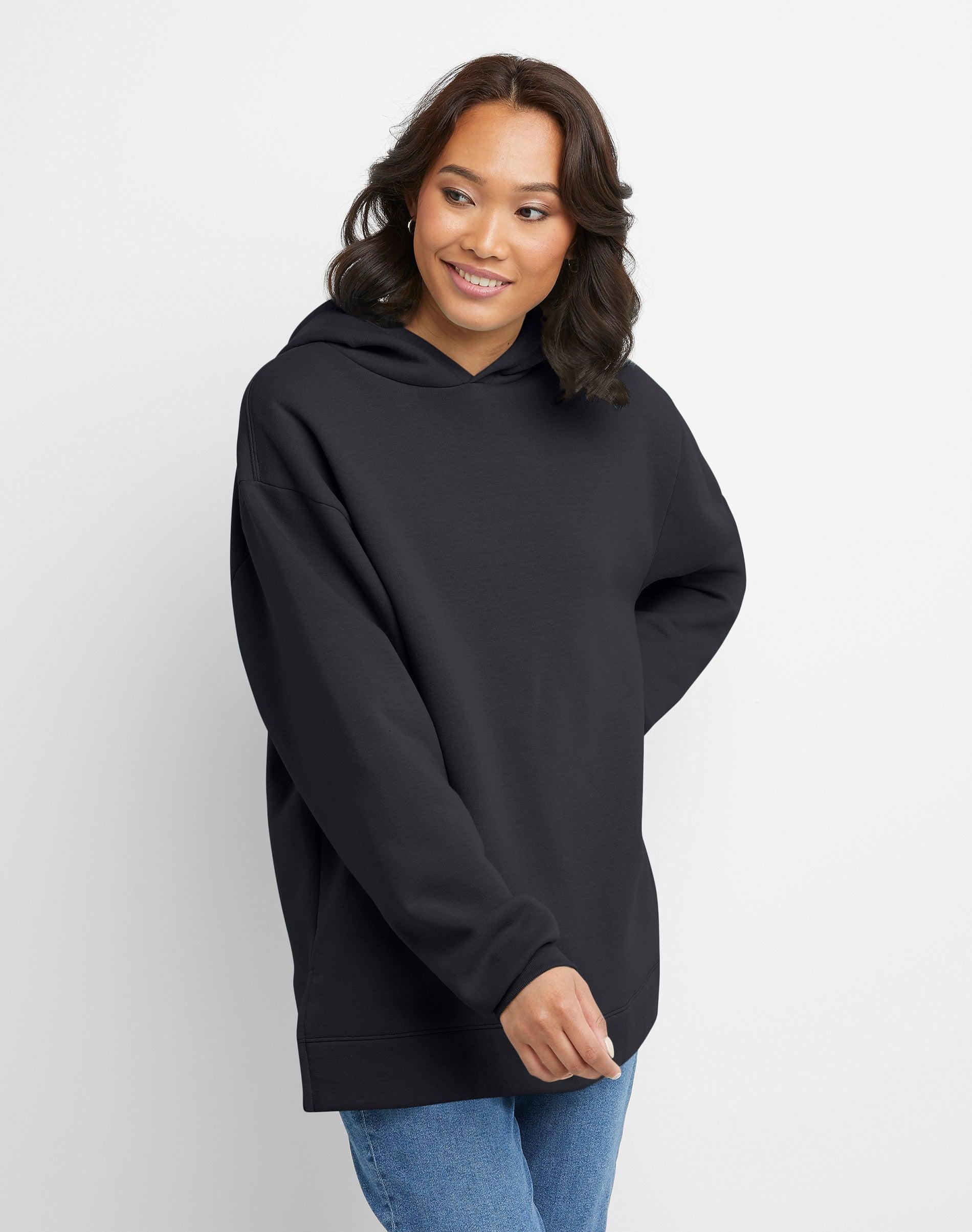 Women's Hanes® EcoSmart Fleece Tunic Hoodie, Size: Large, Spirited Pink Product Image