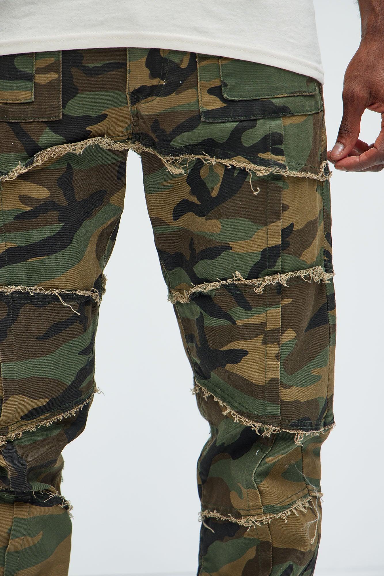 Get Me More Fray Panel Straight Pants - Camouflage Product Image