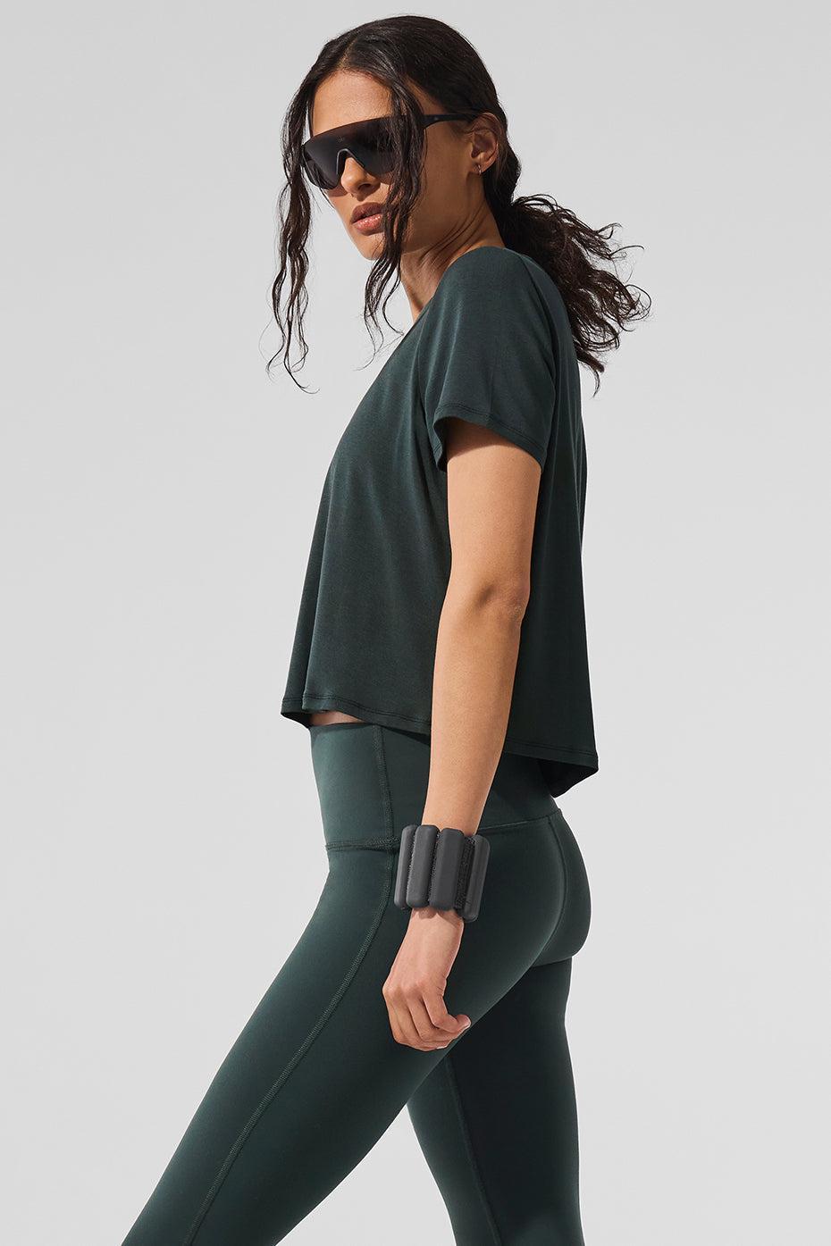 Cropped All Day Short Sleeve - Charcoal Green Product Image