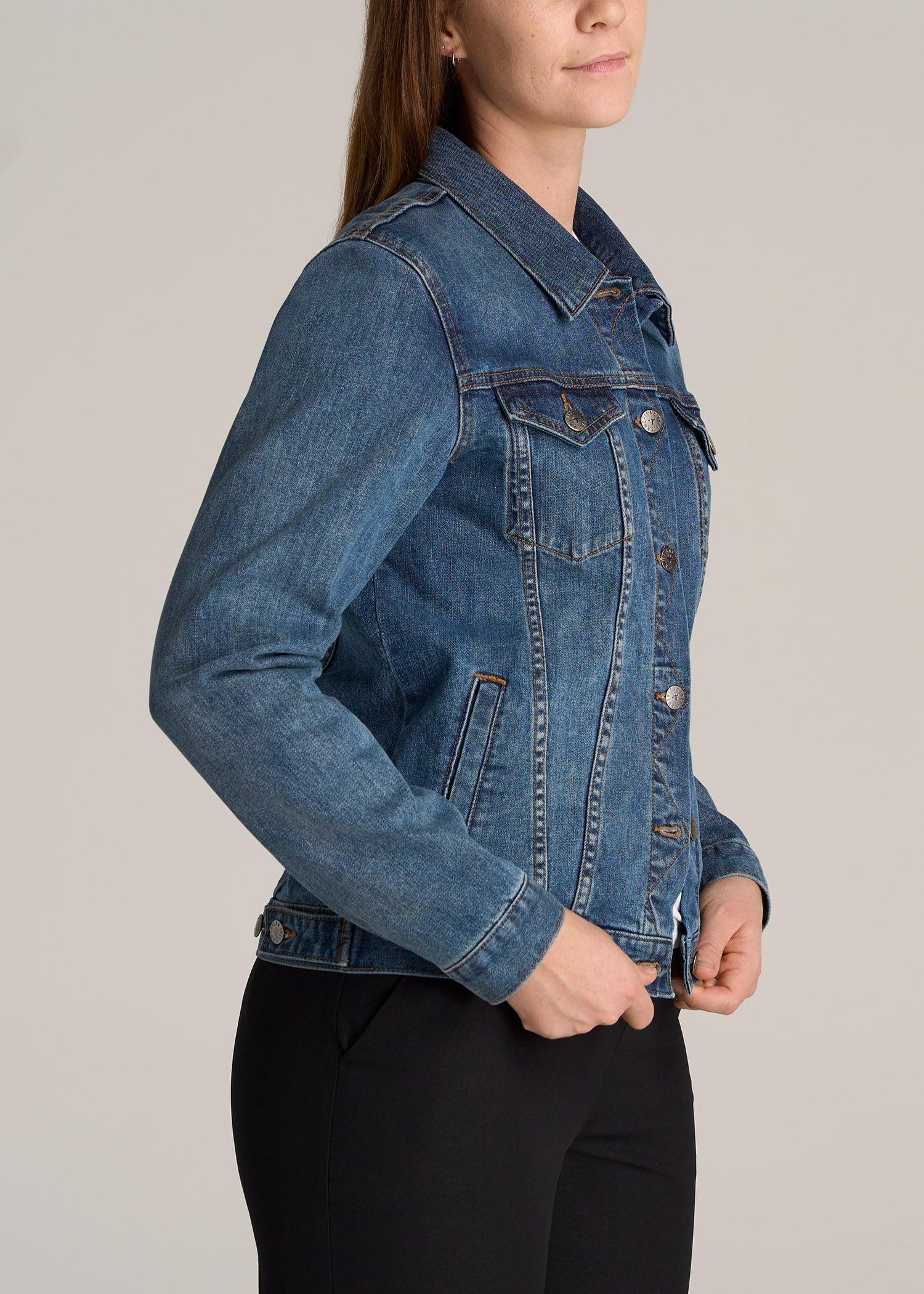 Tall Women's Denim Jacket in Vintage Medium Blue Product Image