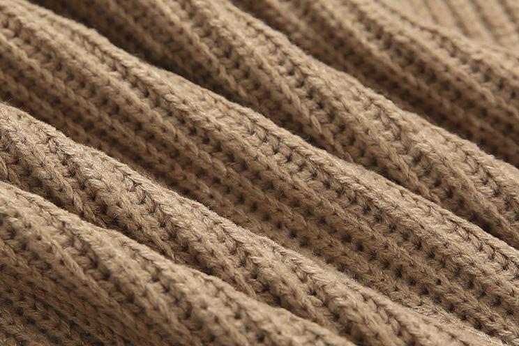 RT No. 4391 LIGHT BROWN KNITTED V-NECK CARDIGAN Product Image