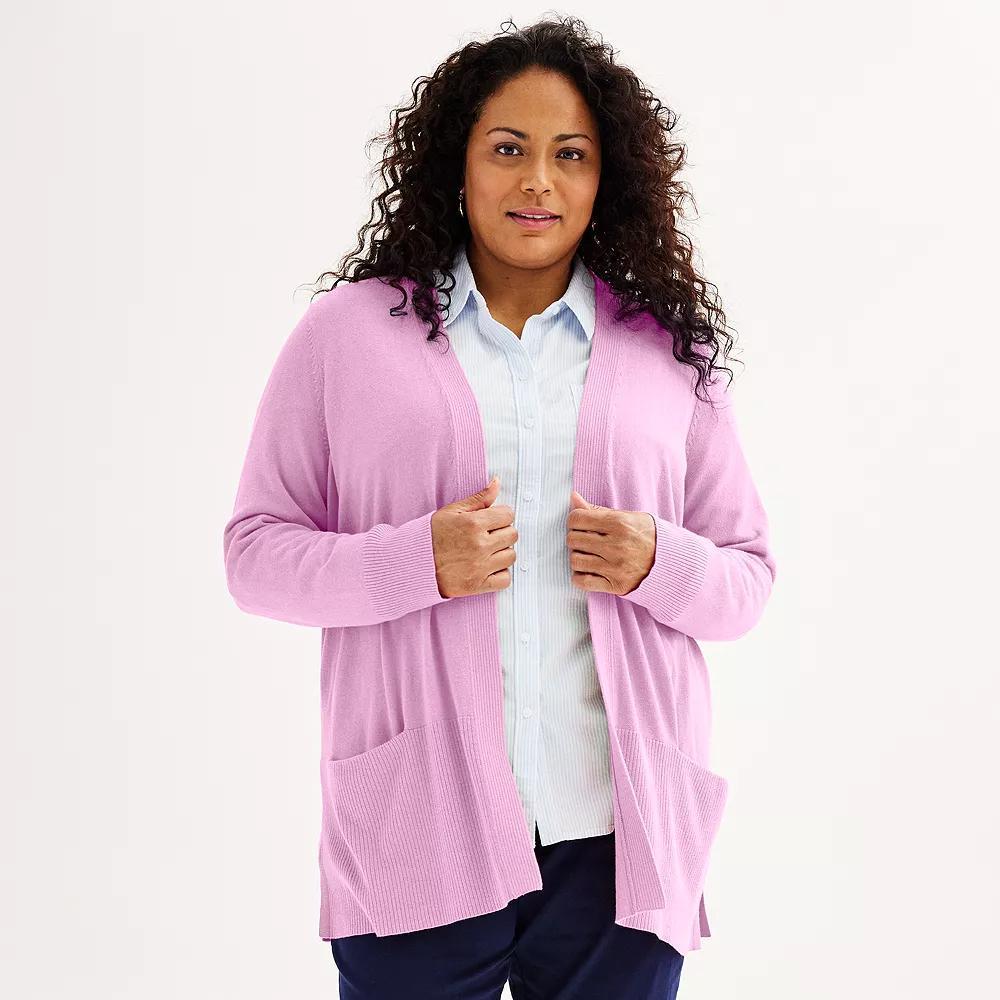 Plus Size Croft & Barrow® Cardigan with Pockets, Women's, Size: 5XL, Daydream Purple Product Image