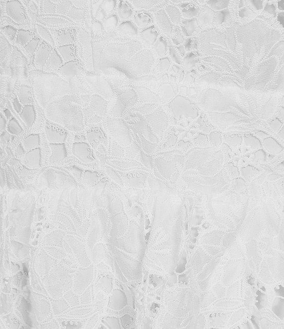 Layered With Love Plus Size Lace V-Neck Shoulder Tie Strap Scalloped Hem A-Line Midi Dress Product Image