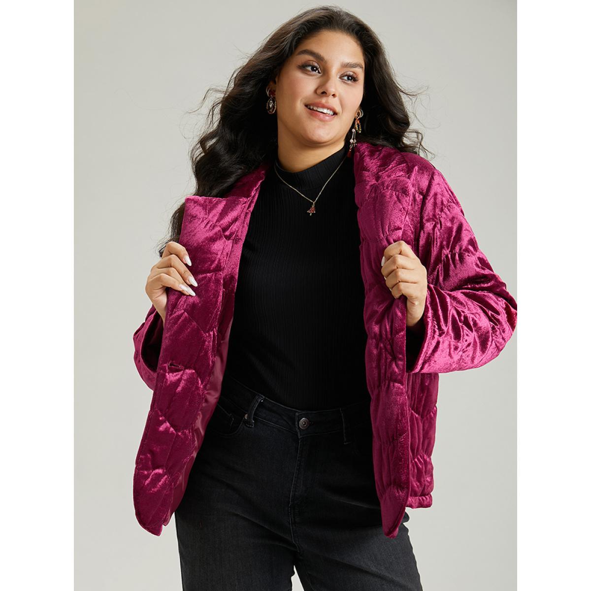 Plus Size Women Dailywear Plain Texture No stretch 14-16/1X Pocket Casual Cotton Jackets BloomChic Product Image