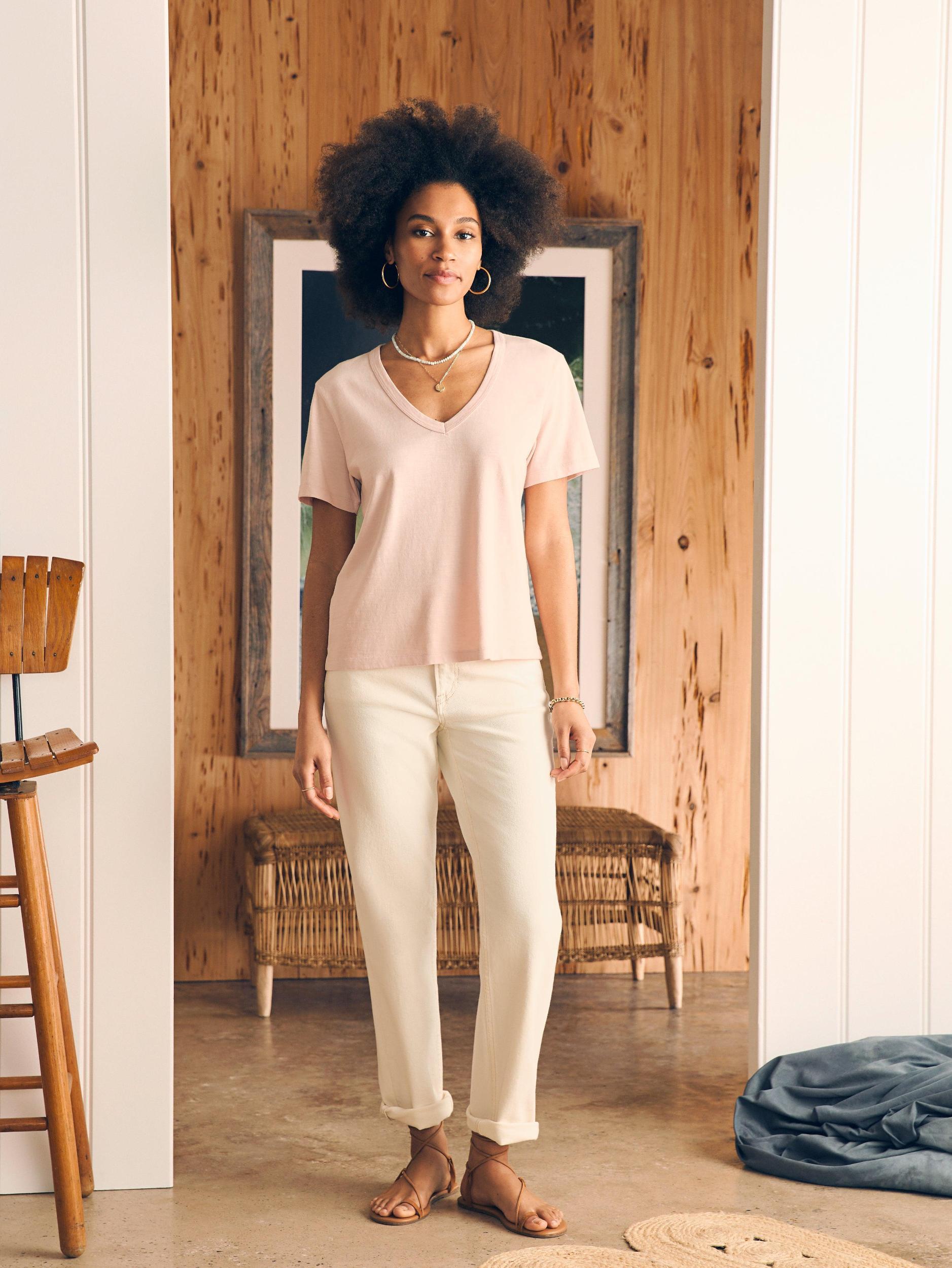 Sunwashed V-Neck Tee - Peach Whip Female Product Image
