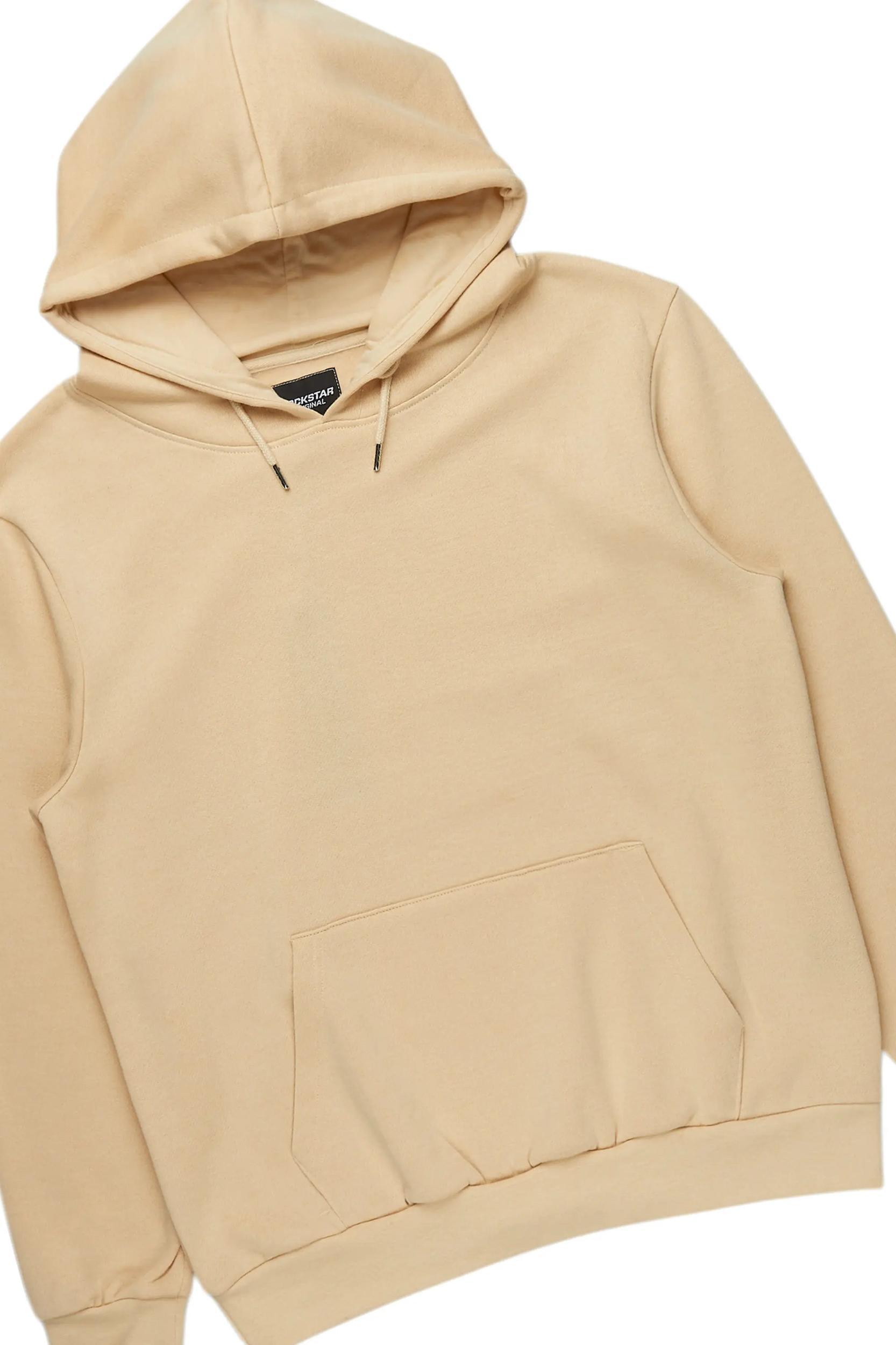 Basic Beige Hoodie/Baggy Track Pant Set Male Product Image