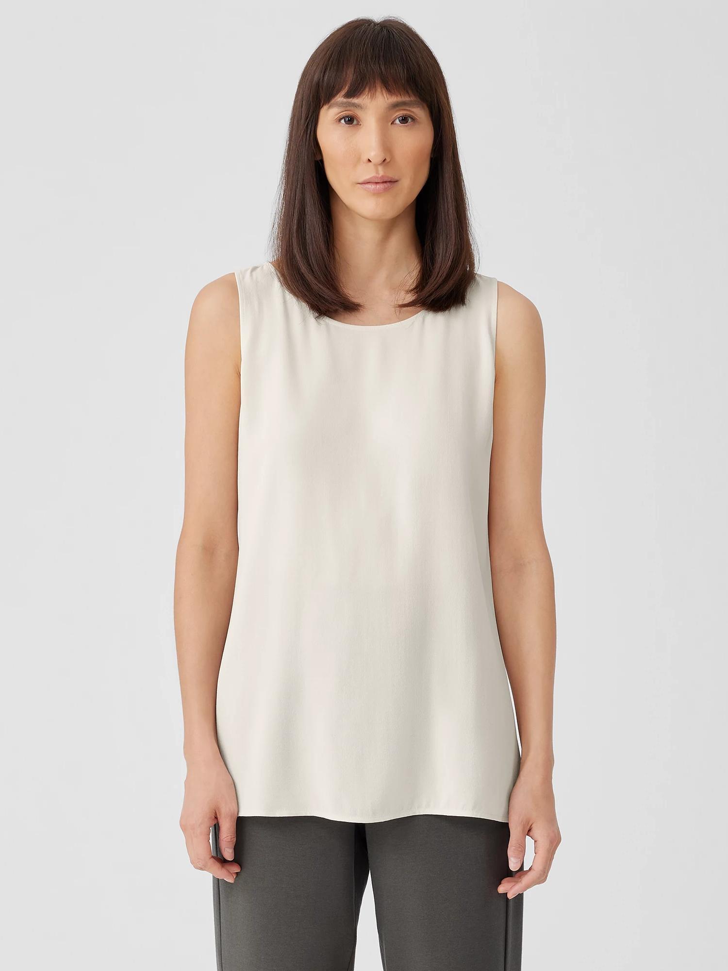 Silk Georgette CrepeBallet Neck Long Tank Product Image