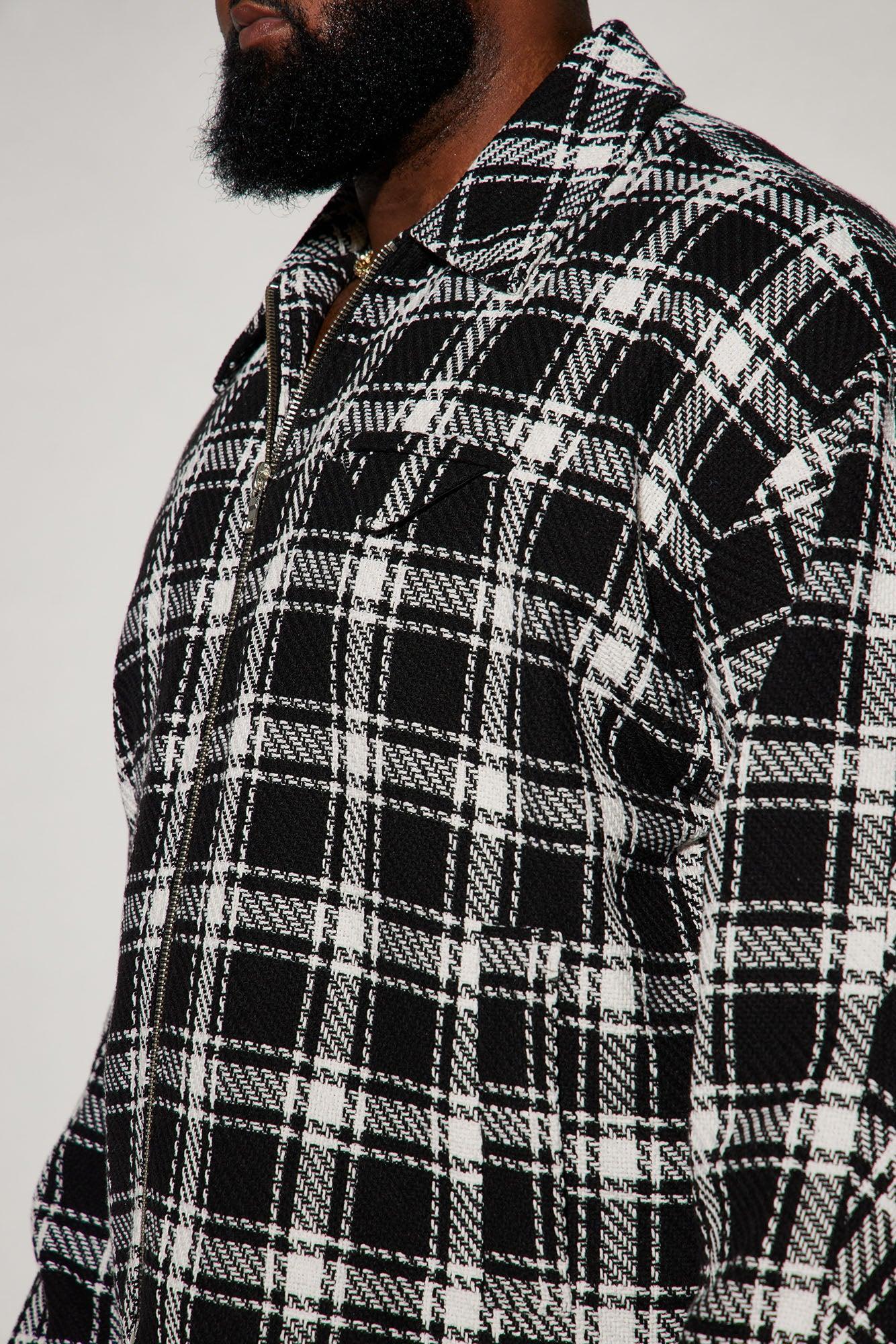 Fitch Tweed Plaid Cropped Jacket - Black/combo Product Image