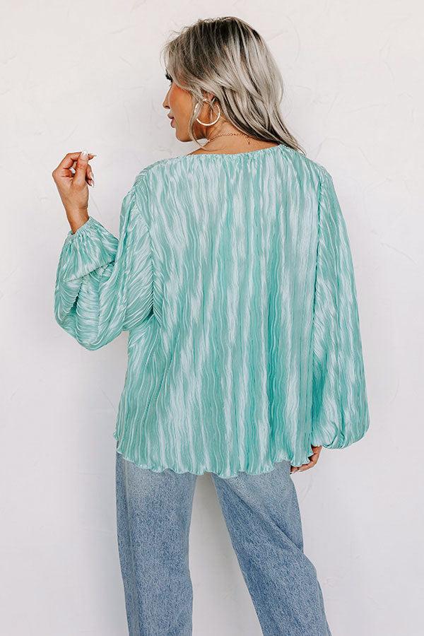 Posh Days Pleated Shift Top in Aqua Product Image