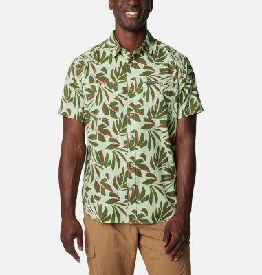 Men's Columbia UPF 40 Utilizer Printed Short Sleeve Button-Down Shirt, Size: Small, Spray Areca Product Image