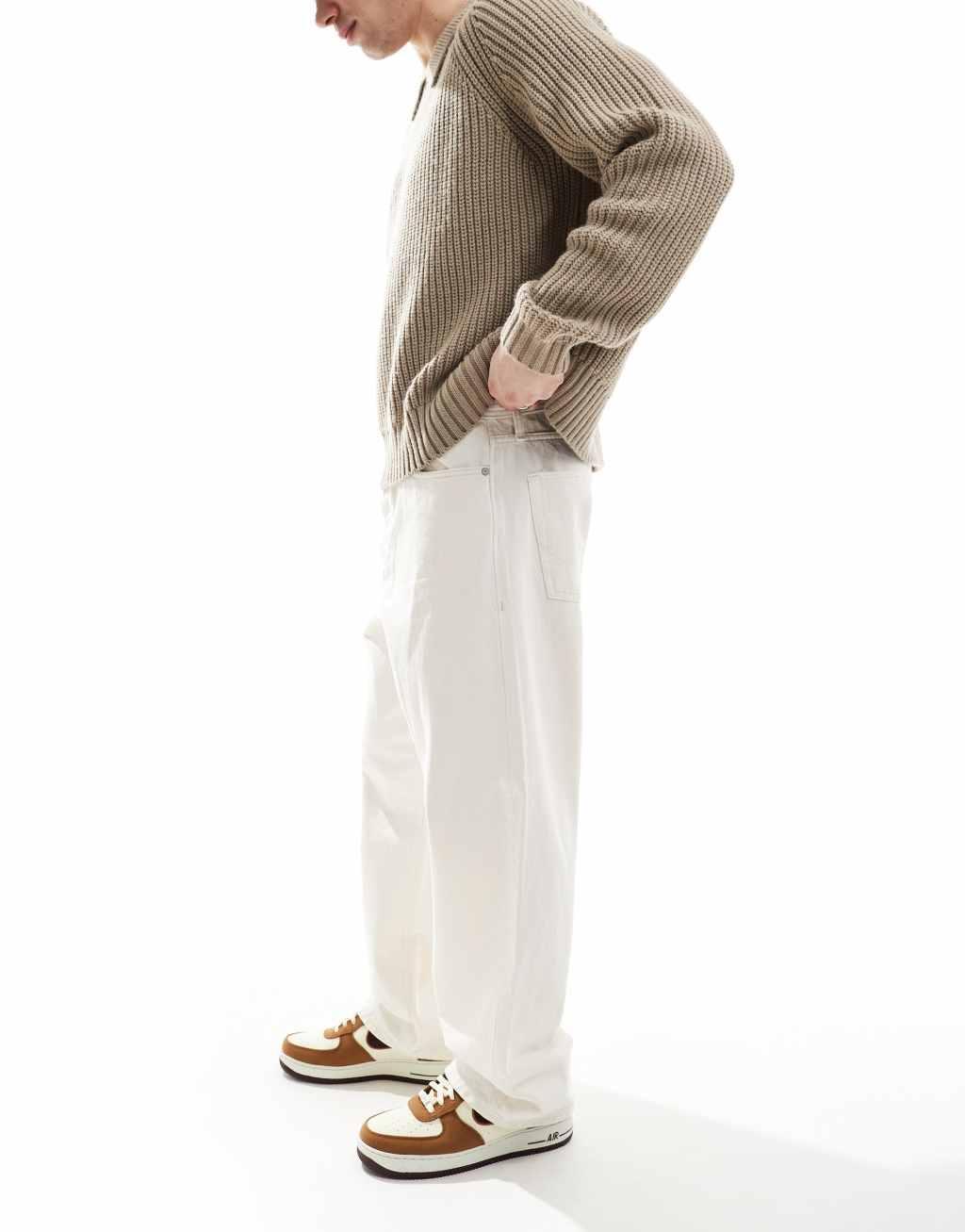 Jack & Jones alex baggy jeans in ecru Product Image
