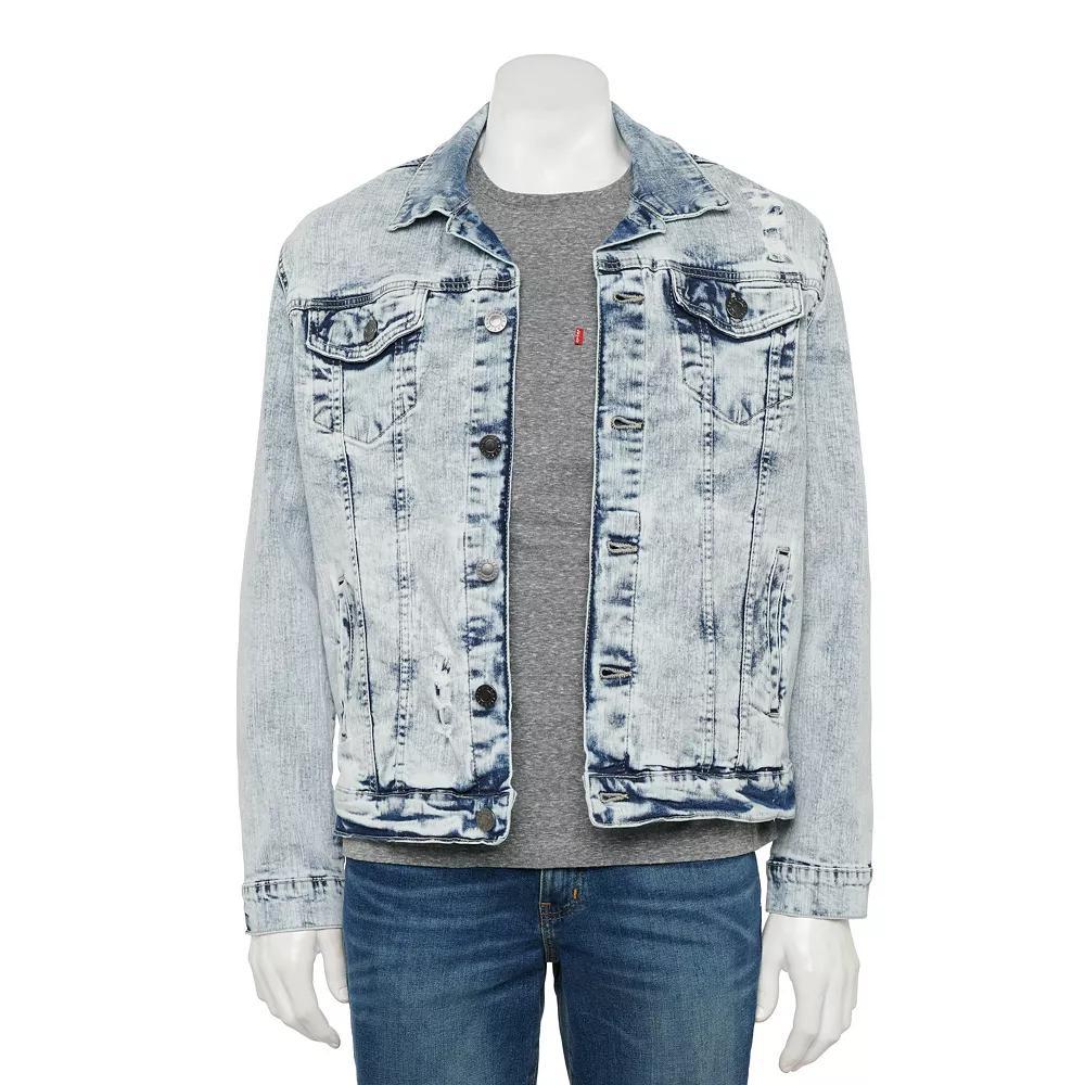 Men's Xray Washed Ripped Denim Jacket, Size: XL, White Product Image