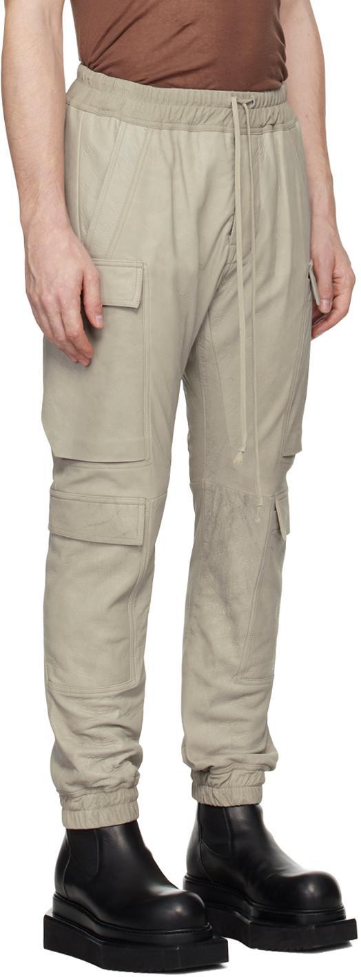 RICK OWENS Off-white Mastodon Megacargo Leather Pants In 08 Pearl Product Image