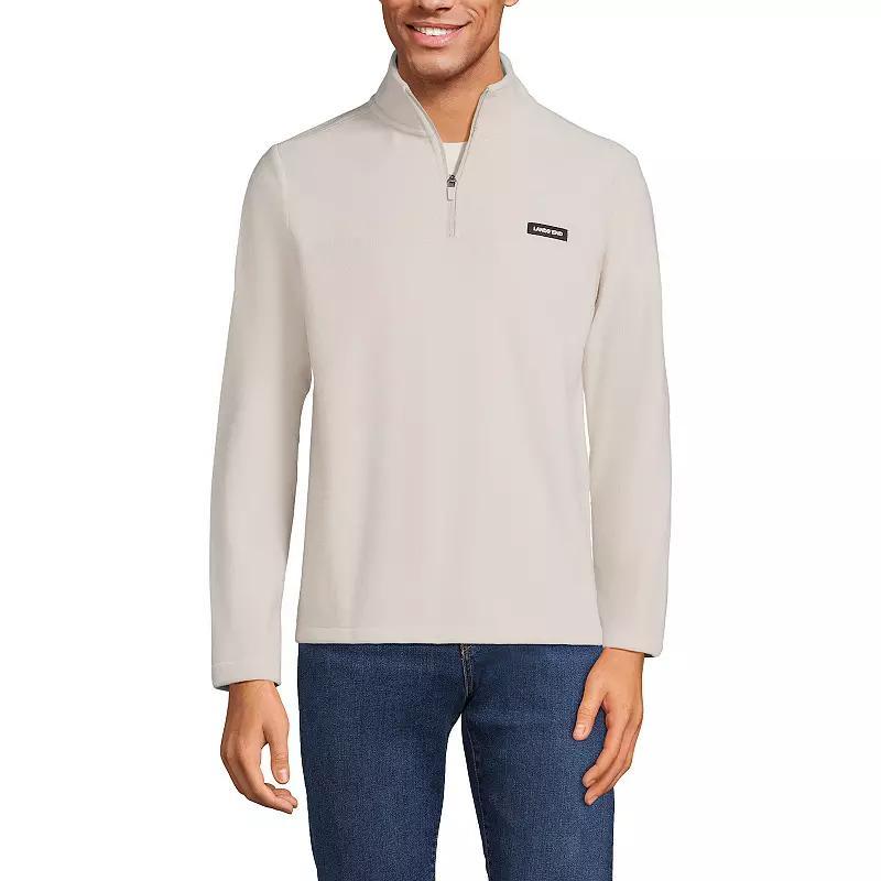Mens Lands End Fleece Quarter-Zip Pullover Rich Brown Fairisle Product Image